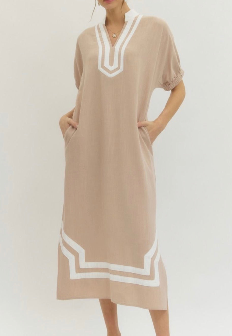 Double Take Midi Dress- Latte