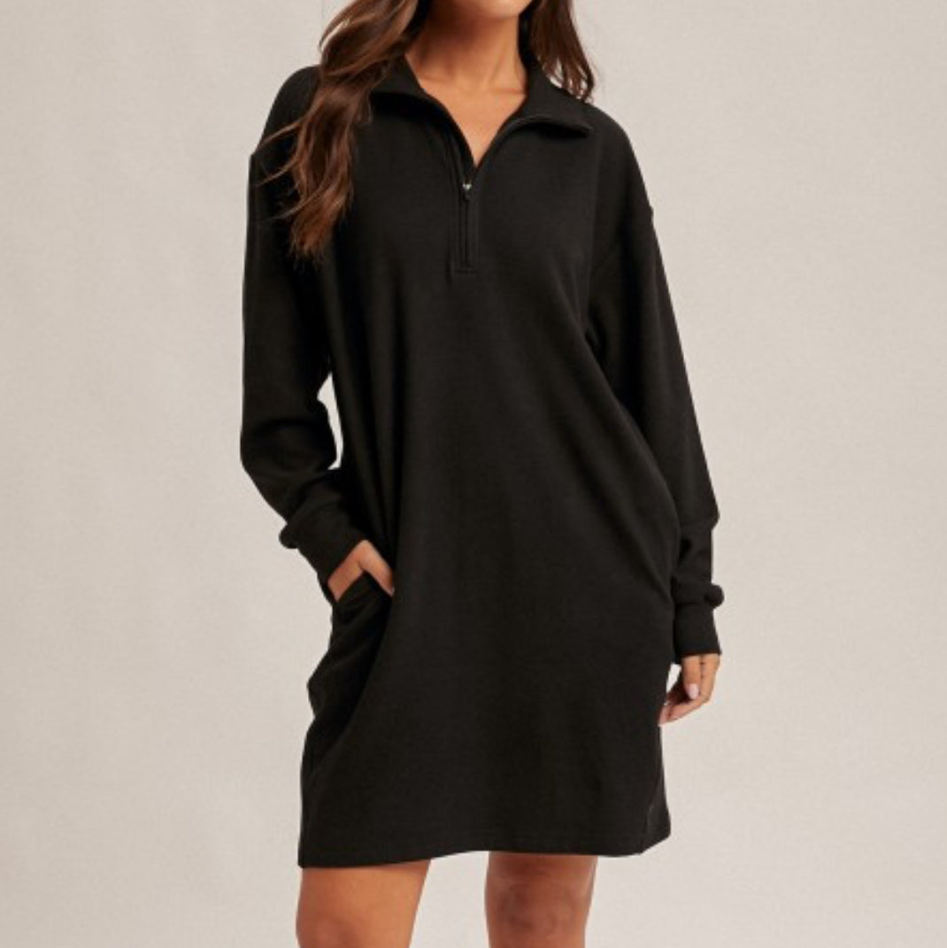 Black Quarter Zip Lounge Dress