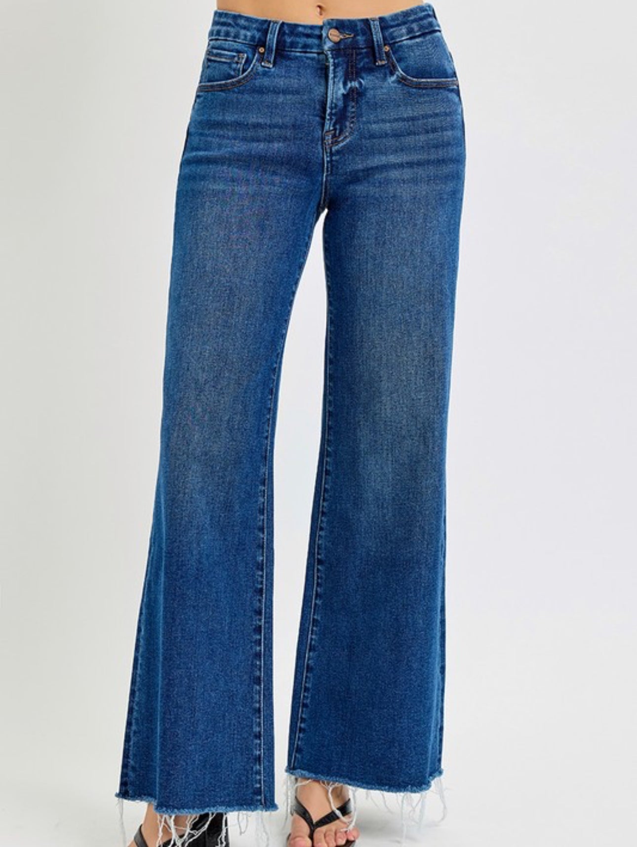 Risen Dark Mid Rise Wide Jeans