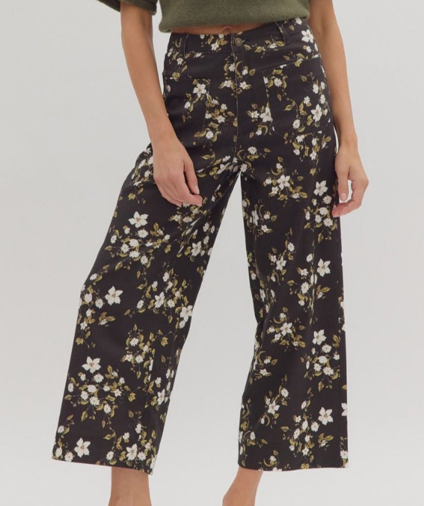 Black Floral Pants