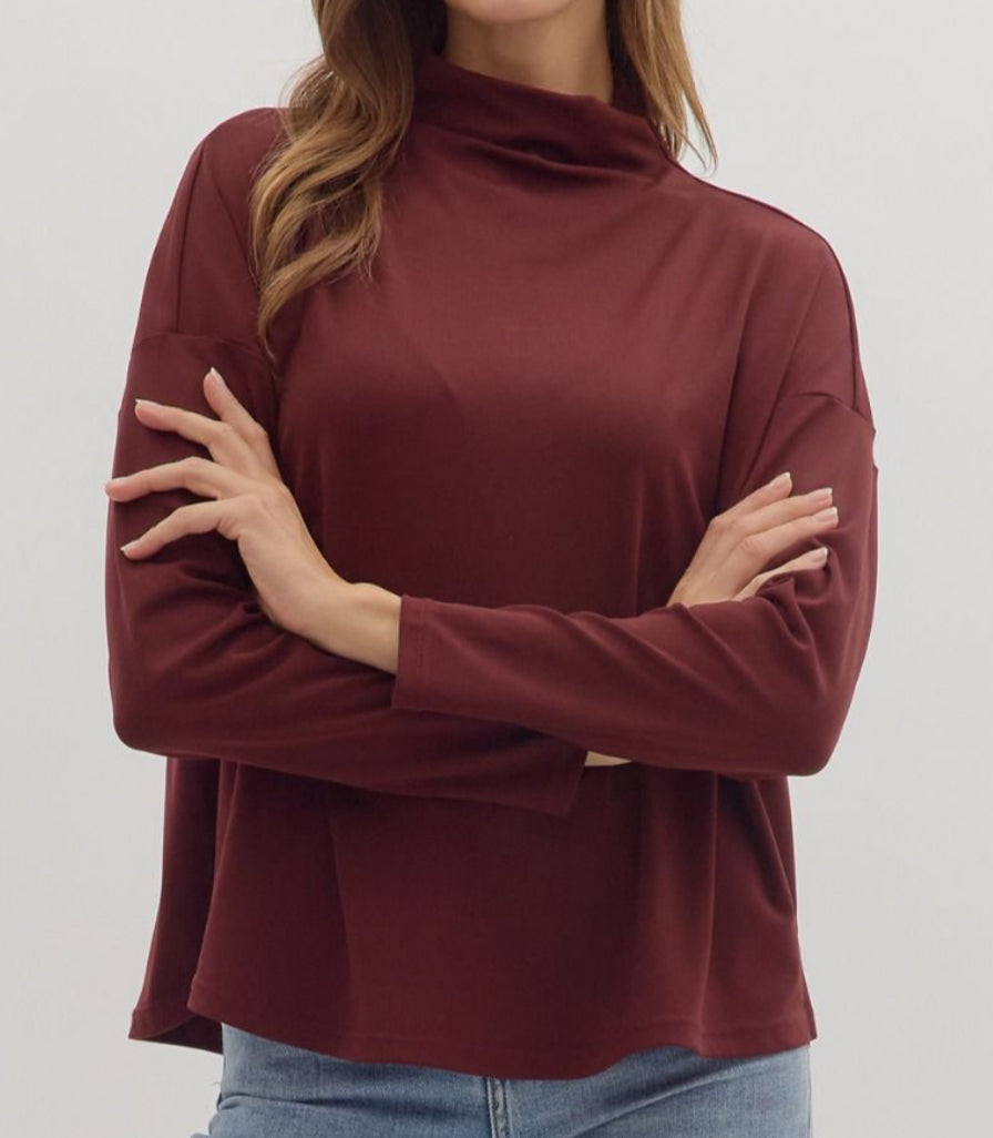 Solid Mock Neck Top