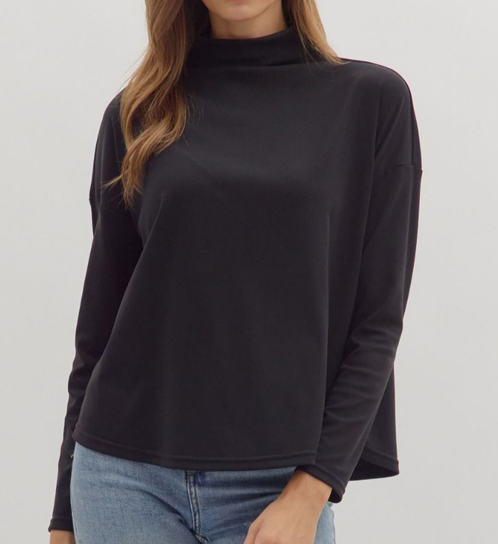 Solid Mock Neck Top