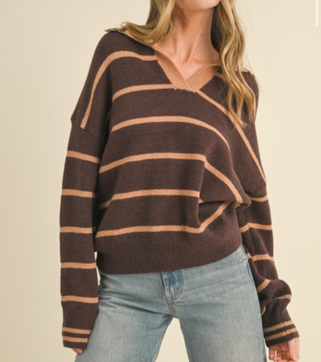 Taupe/Mocha Striped Sweater