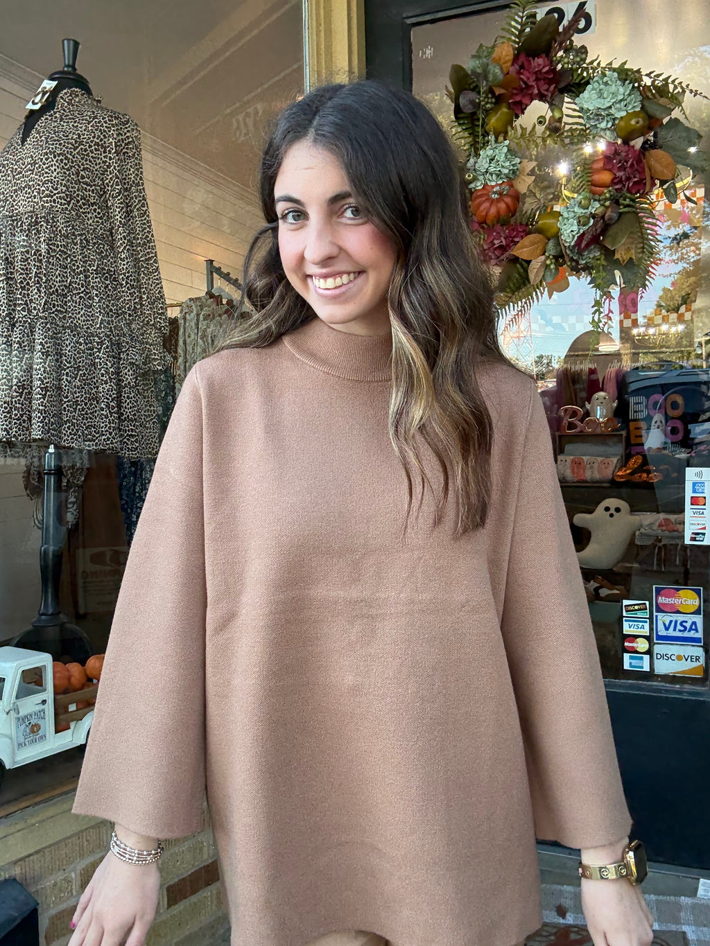 Camel Mock Neck Sweater