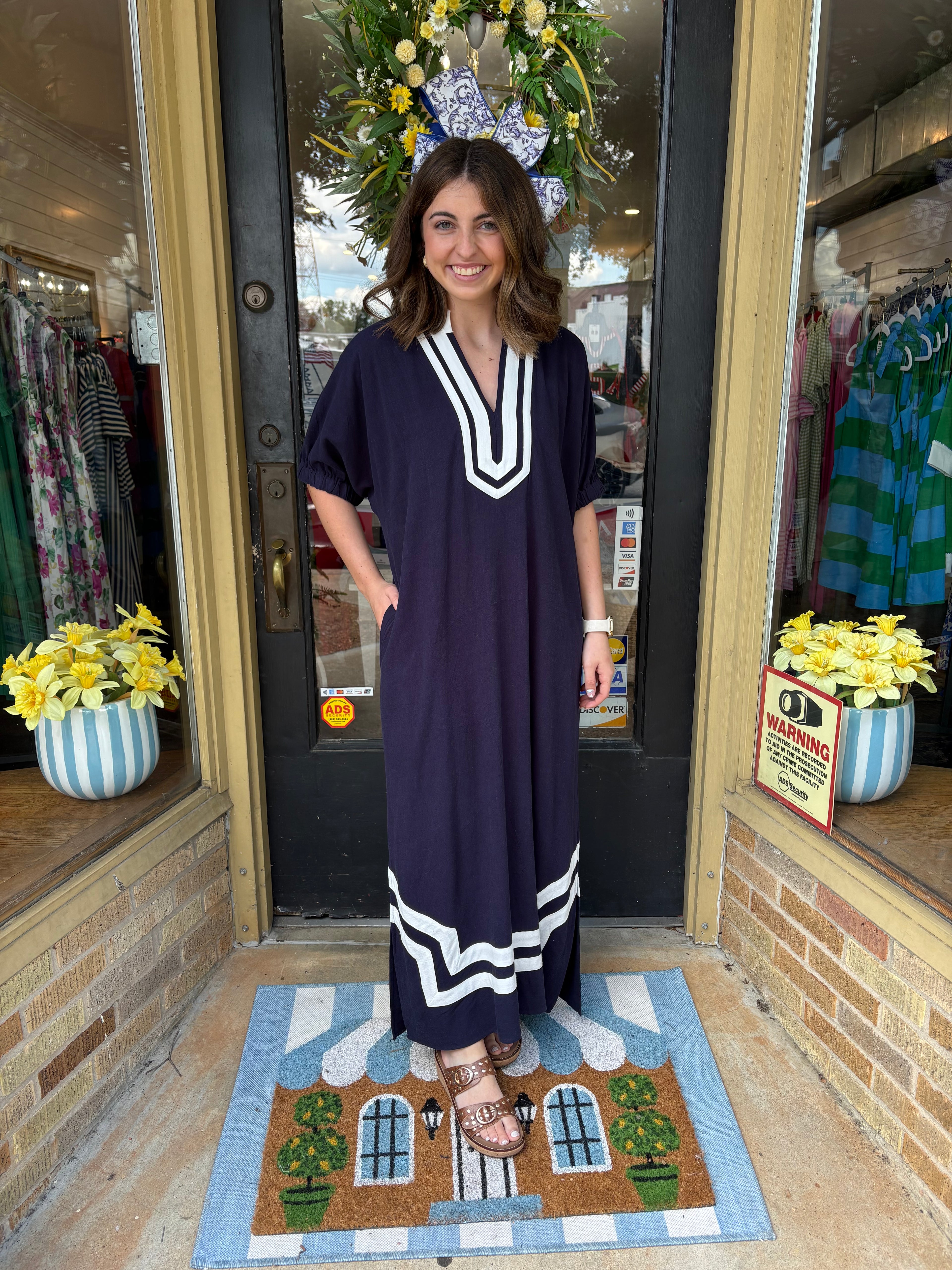 Double Take Midi Dress- Navy