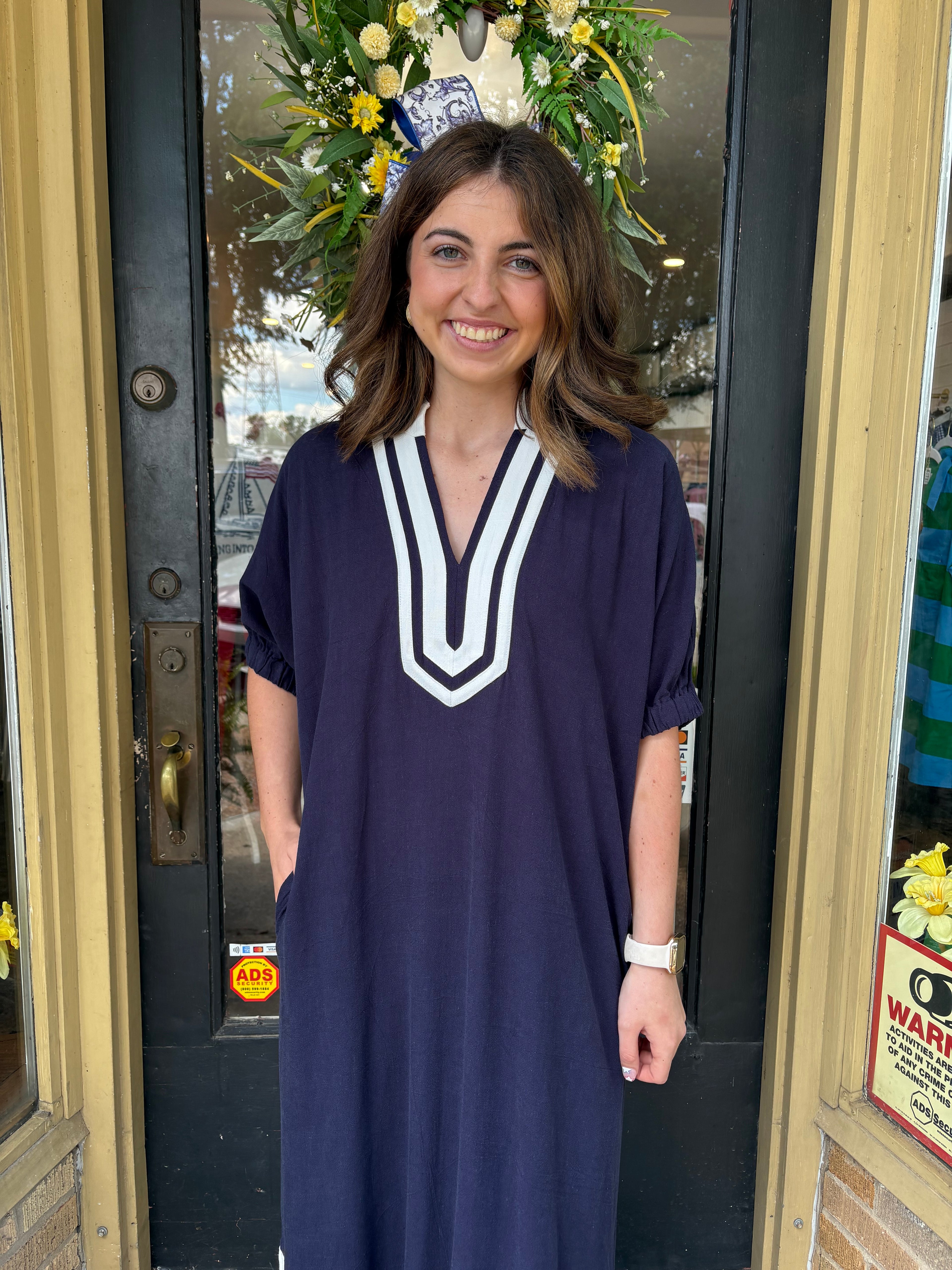 Double Take Midi Dress- Navy
