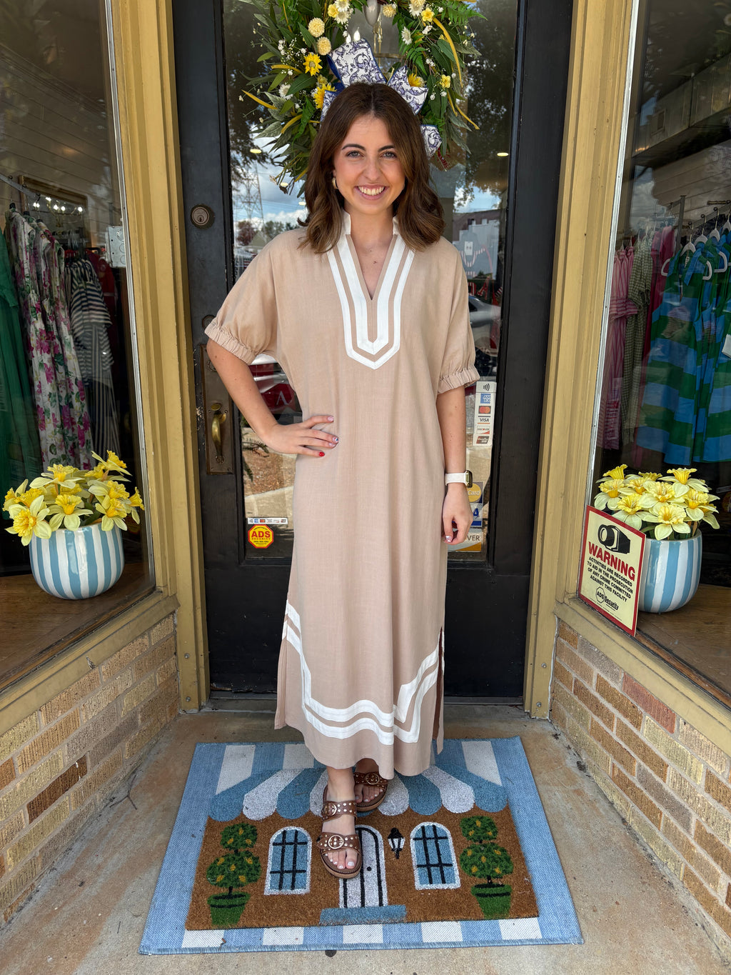 Double Take Midi Dress- Latte