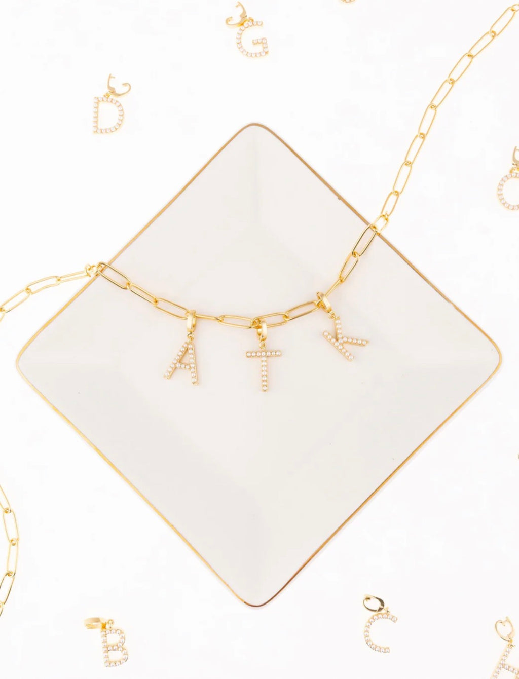 Clip-On Letter Charm- Pearl