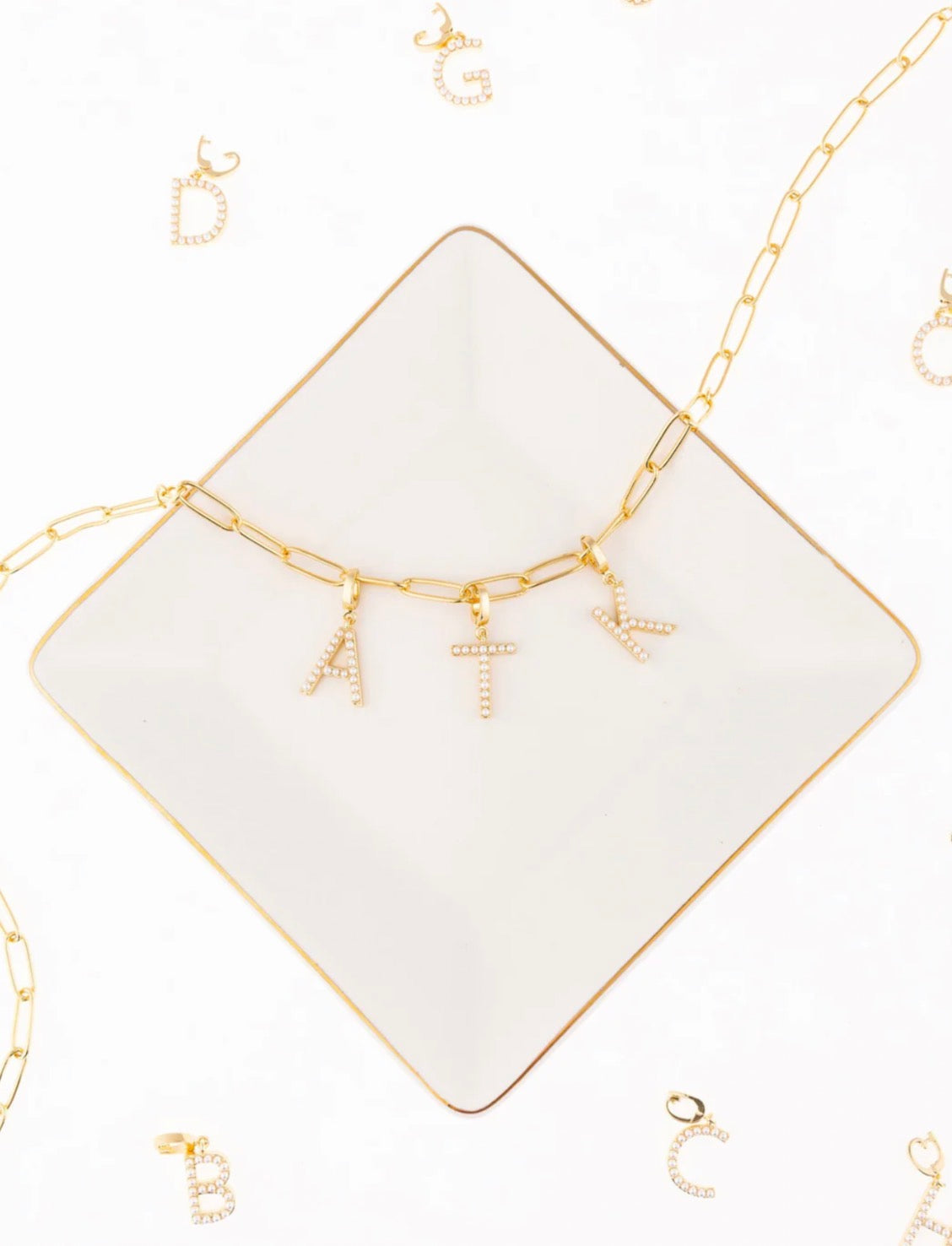 Clip-On Letter Charm- Pearl