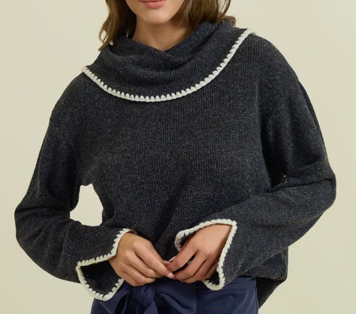 Charcoal Cowl Neck Sweater