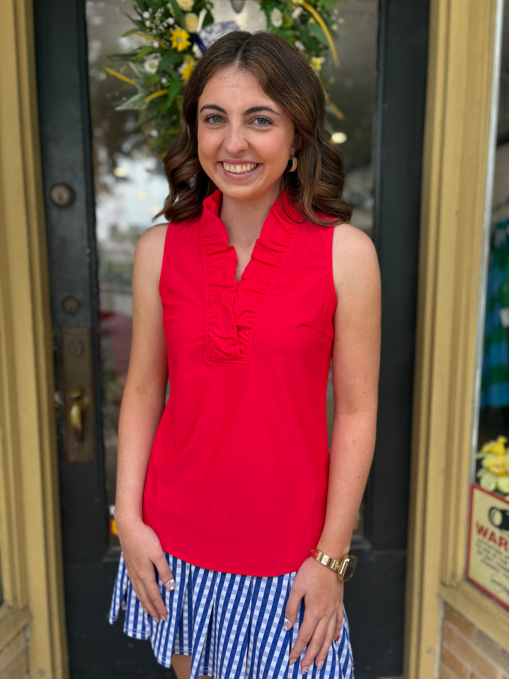 Red Ruffle Top