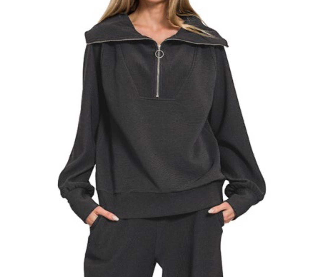 Black Half Zip Top