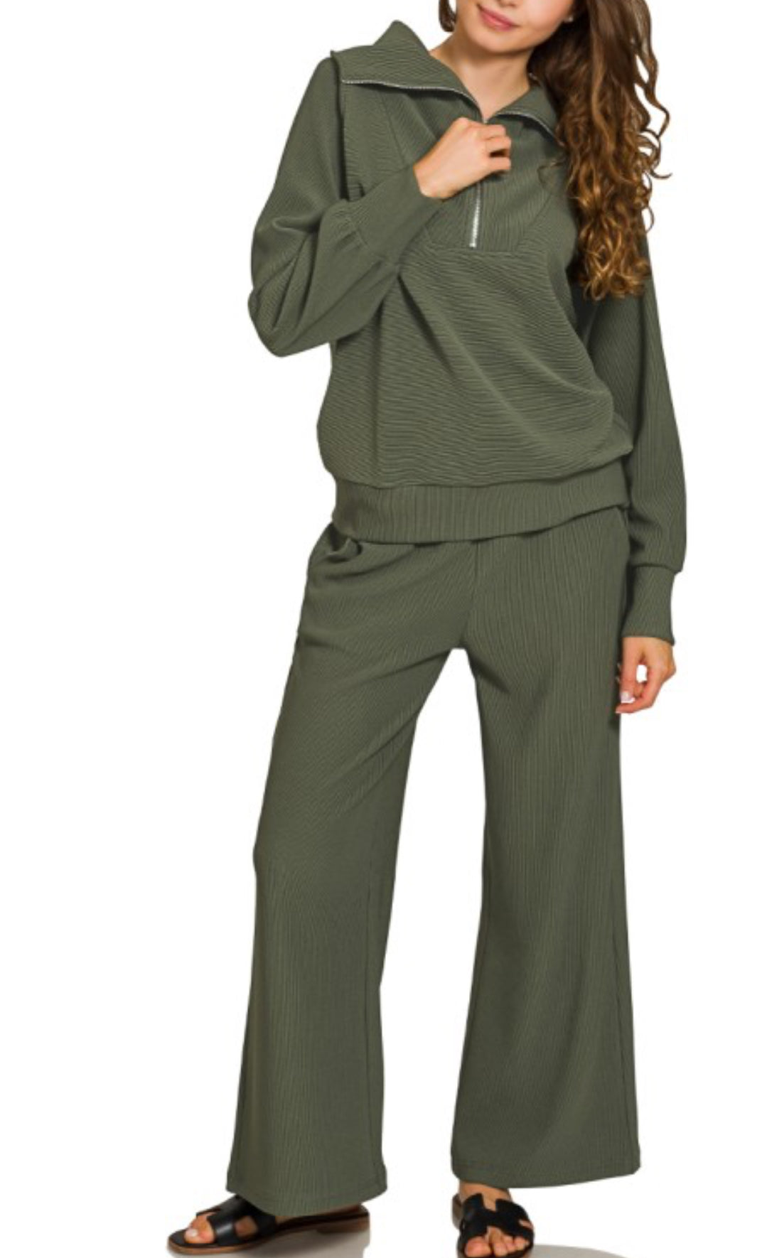 Dark Olive Ribbed Pants