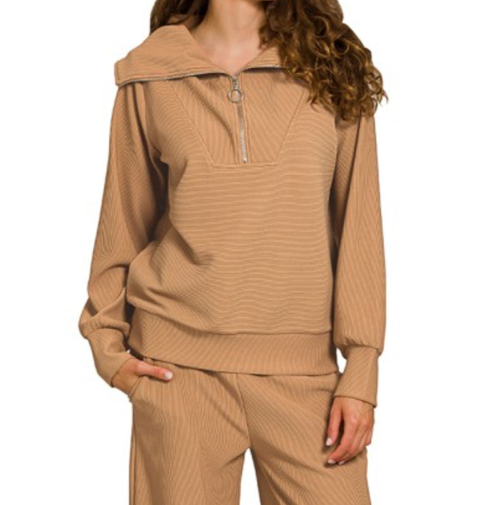 Deep Camel Ribbed Pants