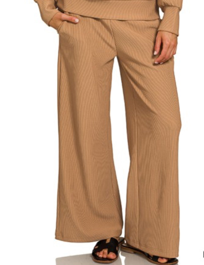 Deep Camel Ribbed Pants