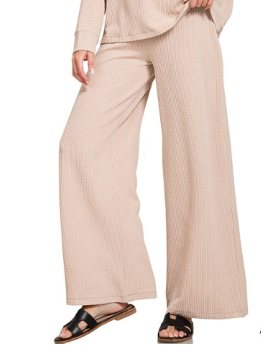 Beige Ribbed Pants