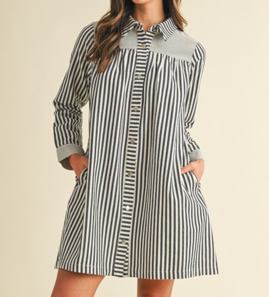 Navy Stripe Babydoll Dress