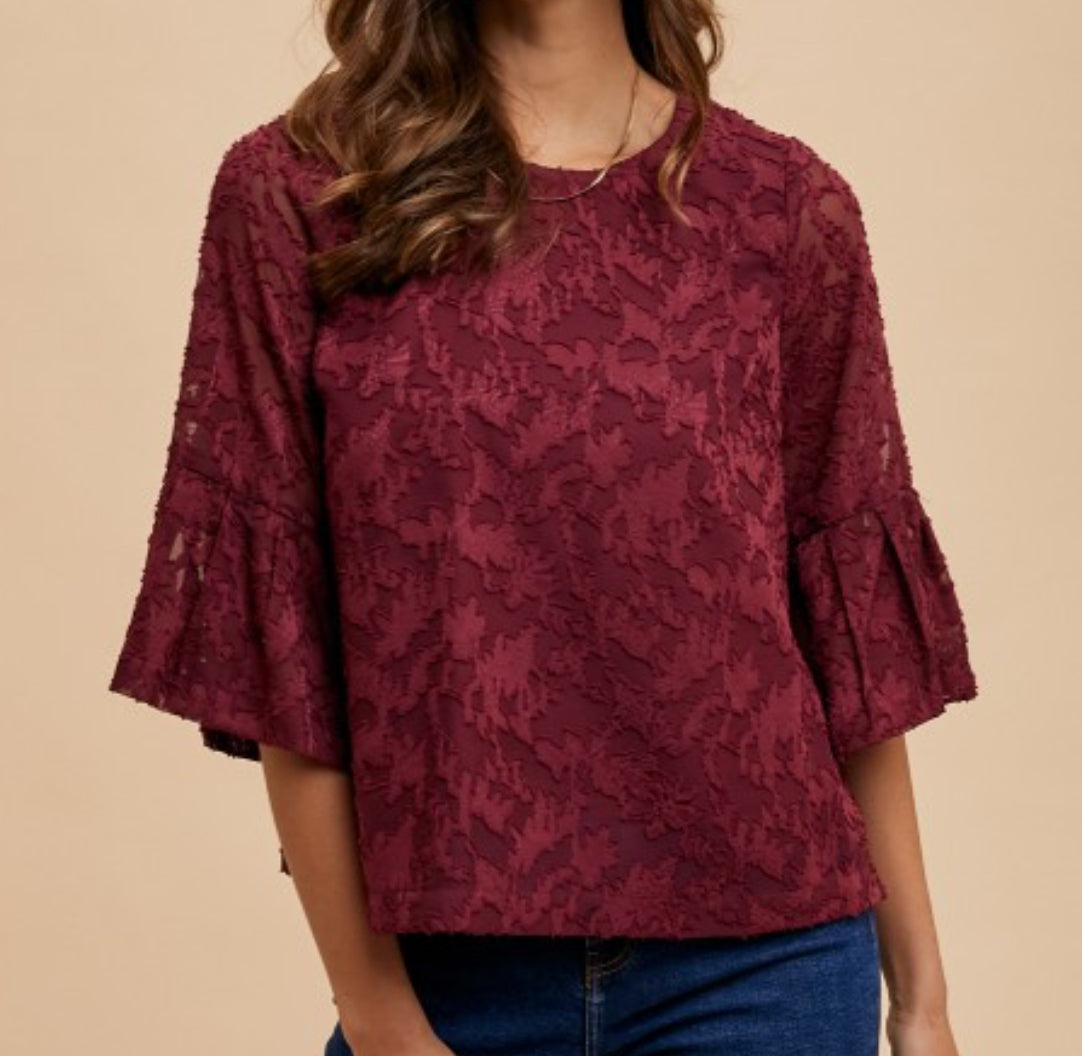 Burgundy Chiffon Blouse