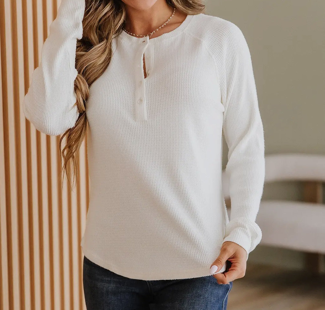 Oatmeal Henley Top