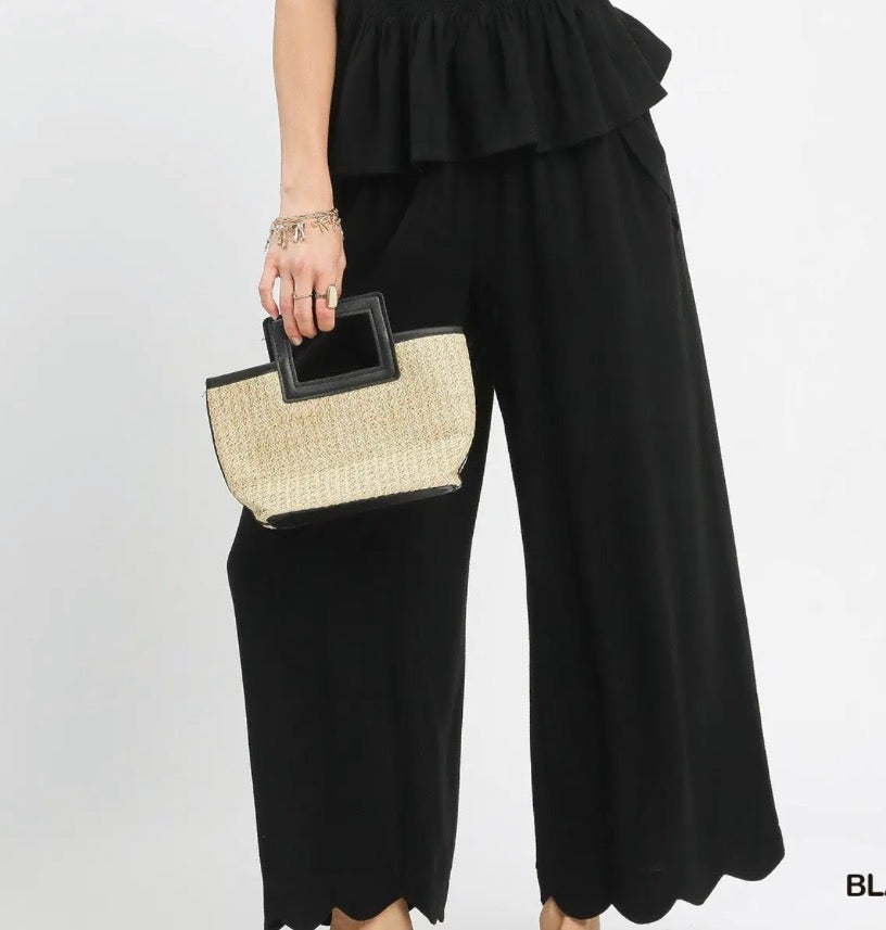 Black Belle Scallop Pants