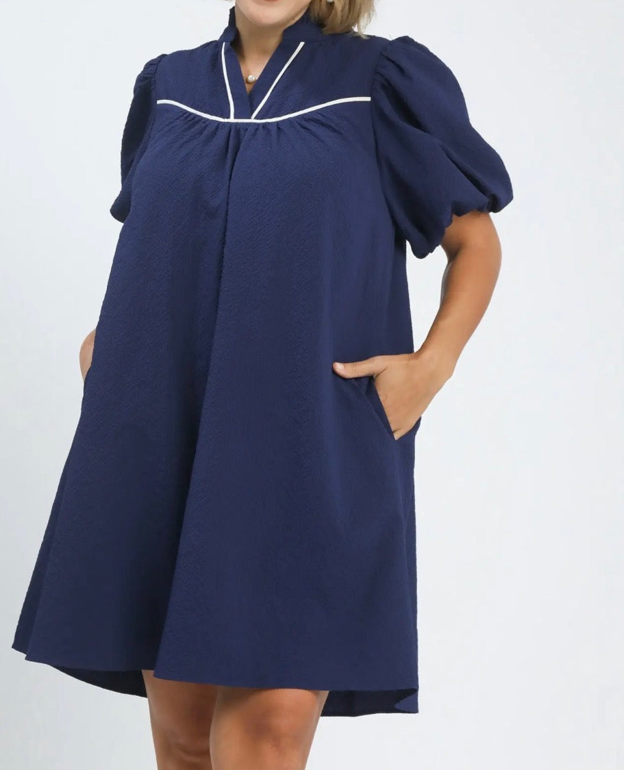 Plus Navy Charm Dress