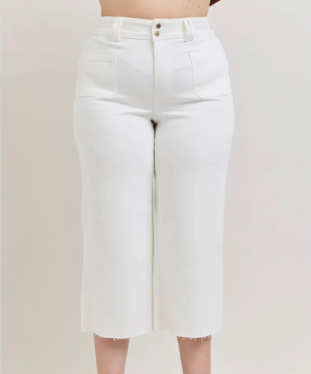 Plus Judy Blue White Crop Jeans
