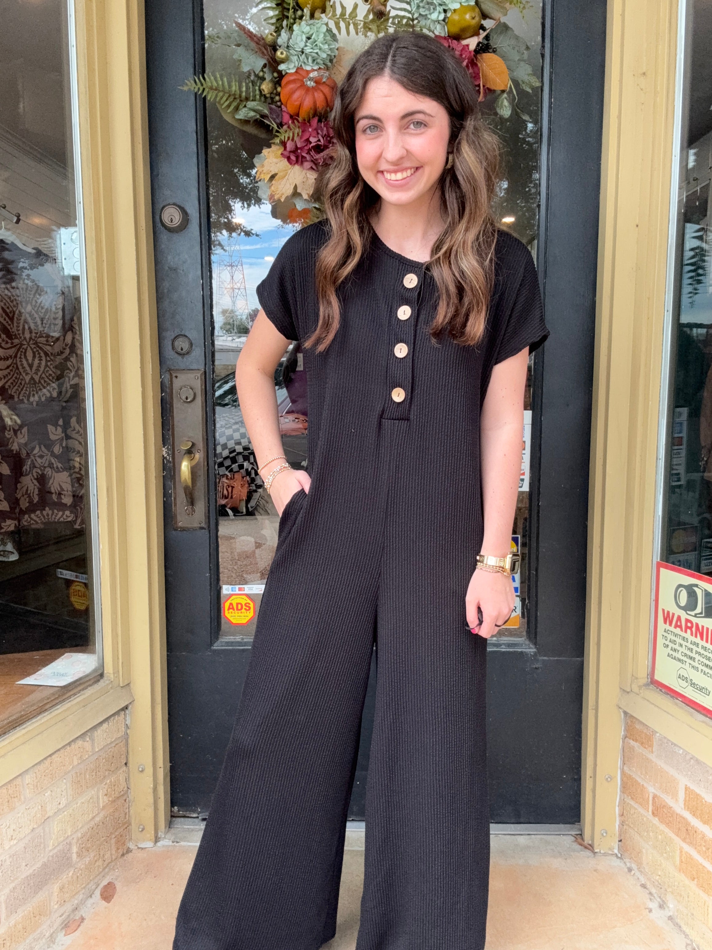 Black Rib Knit Jumpsuit