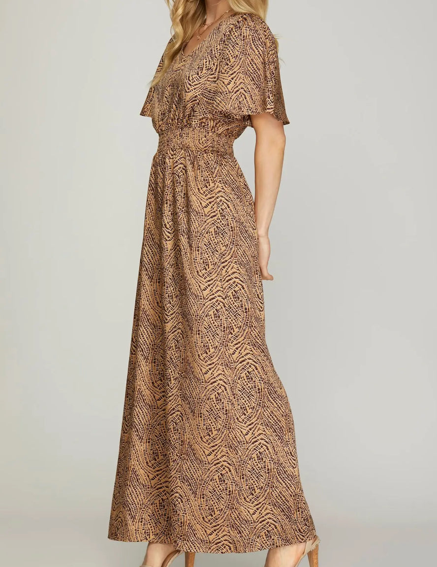 Mocha Flounce Sleeve Jumpsuit