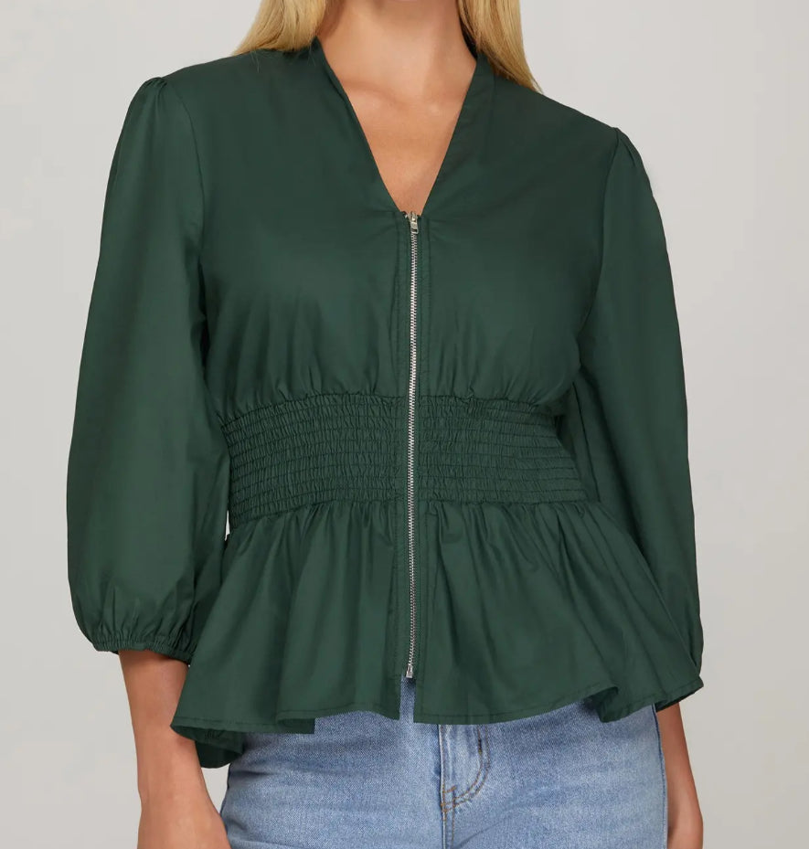 Sea Green Front Zip Top