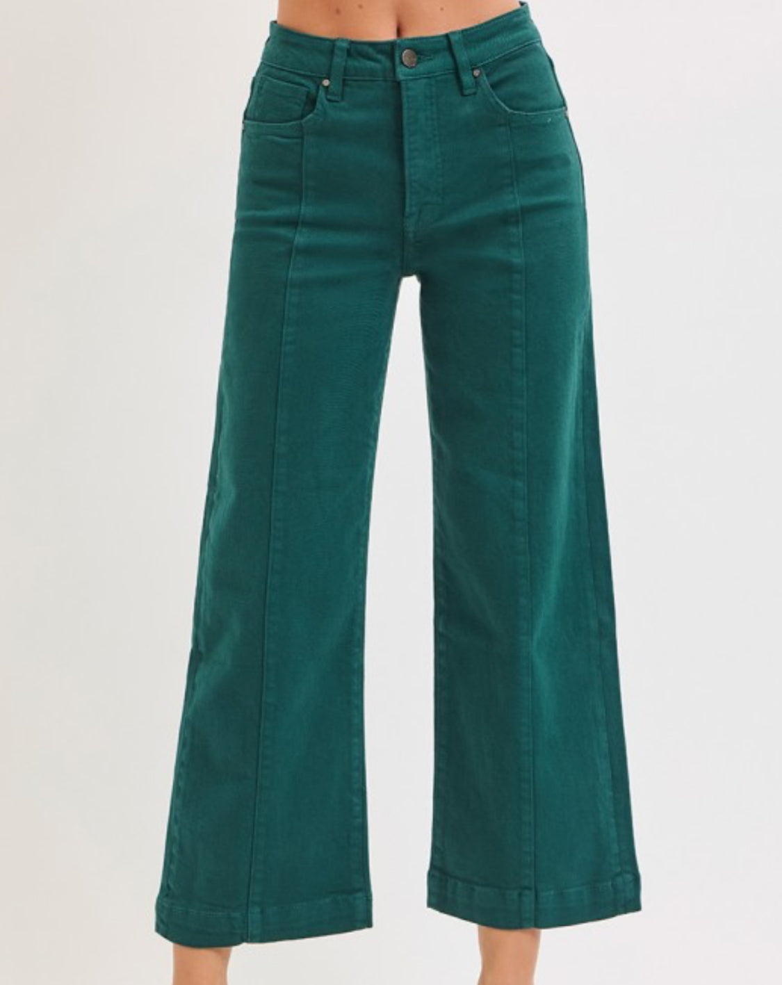 Risen Hunter Green Front Seam Jeans