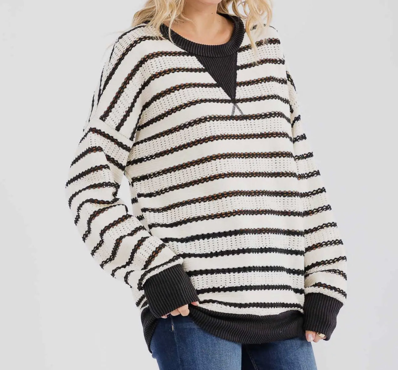 Black Striped Knit Sweater