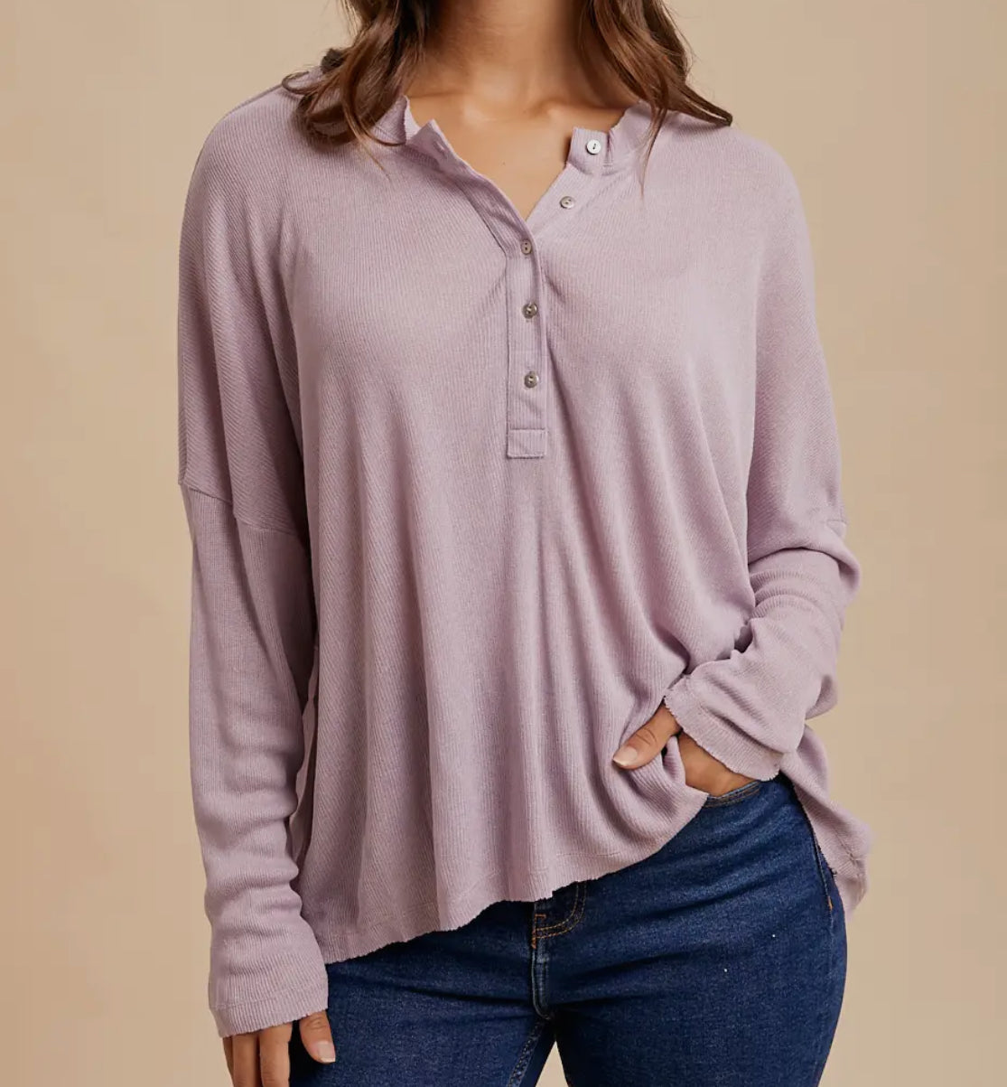 Dusty Lilac Henley Top