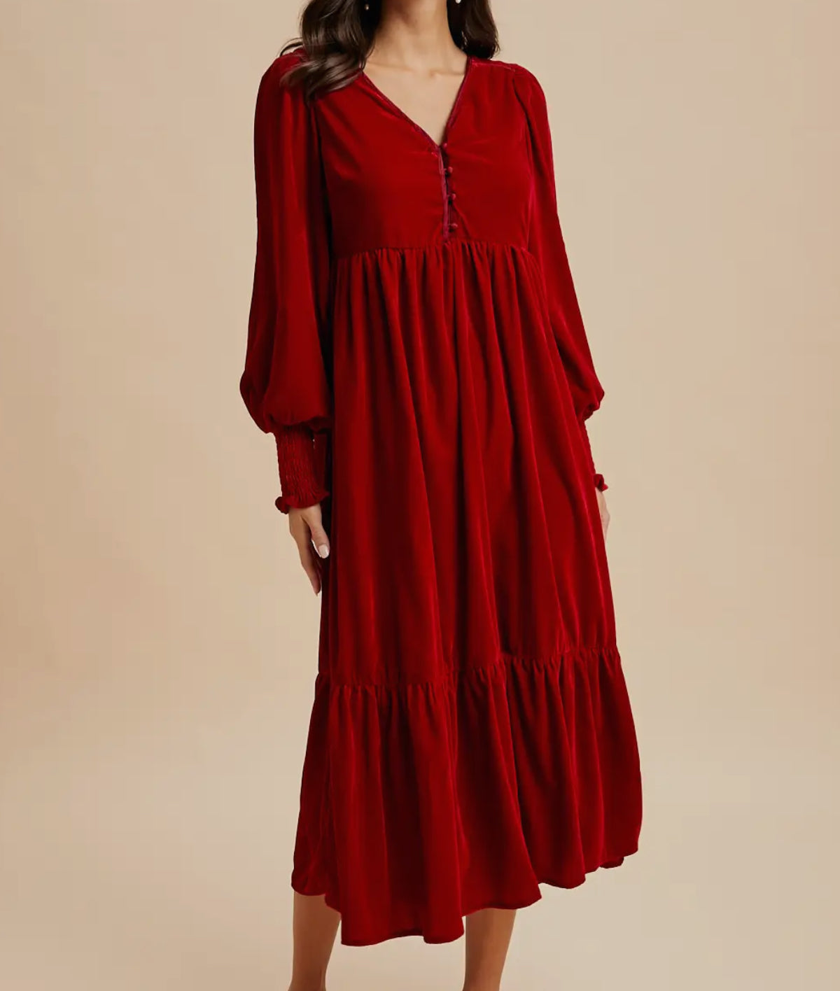 Cherry Velvet Maxi Dress