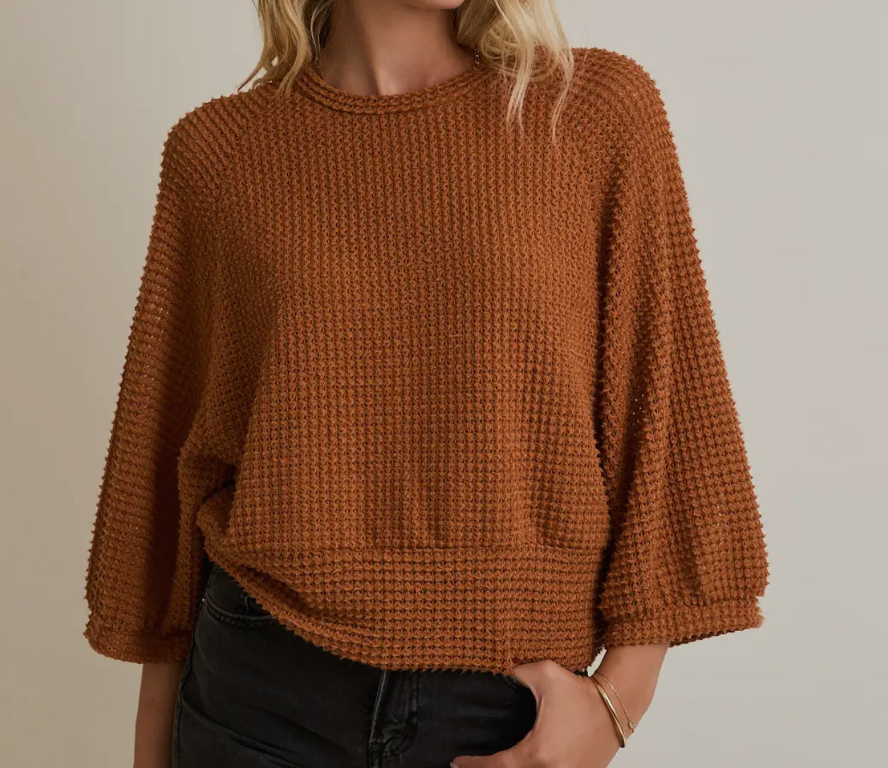 Camel Round Neck Top