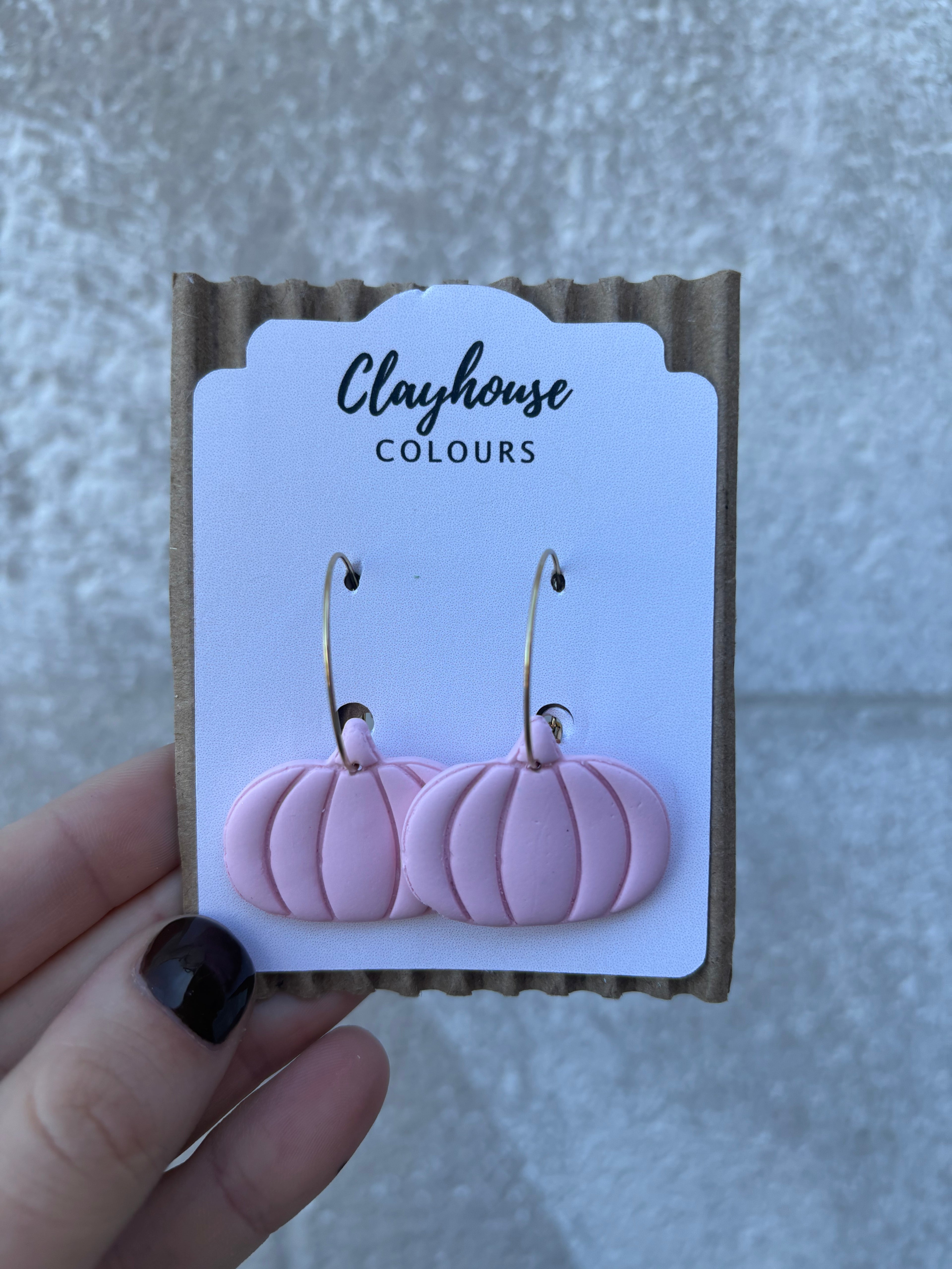 Light Pink Pumpkin Hoop Earrings