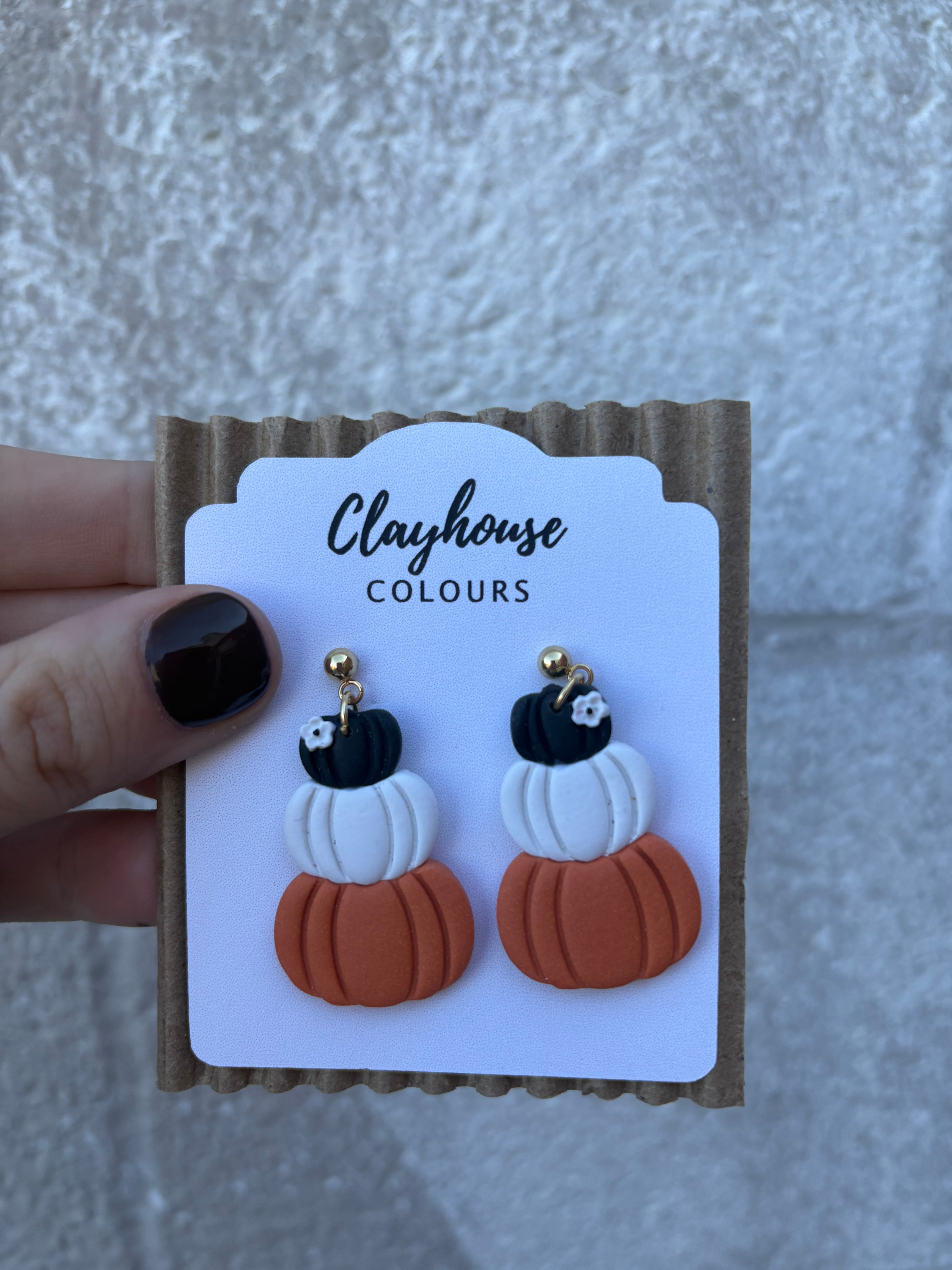 Black/Cream/Pumpkin Earrings