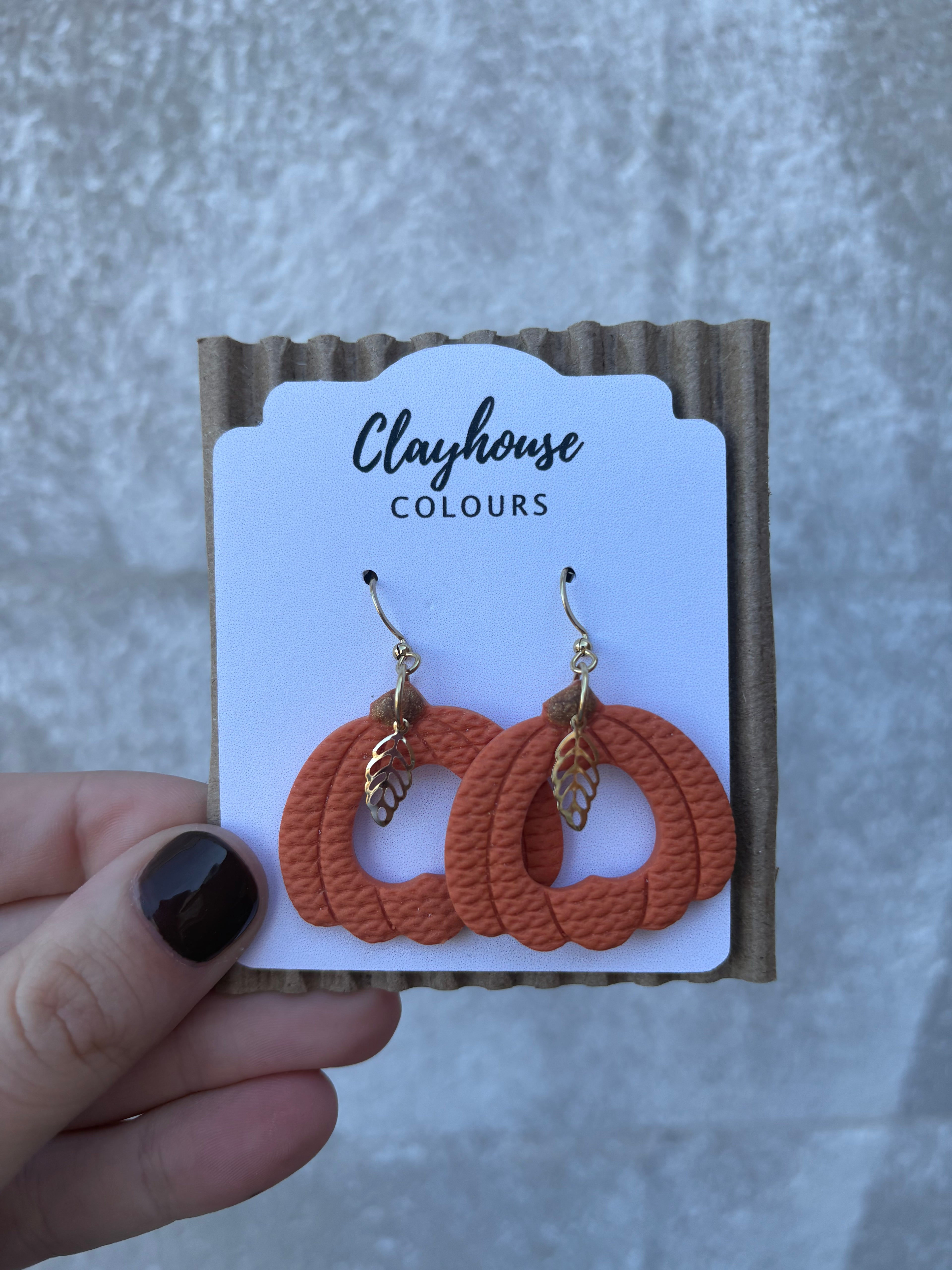 Pumpkin/Gold Leaf Earrings