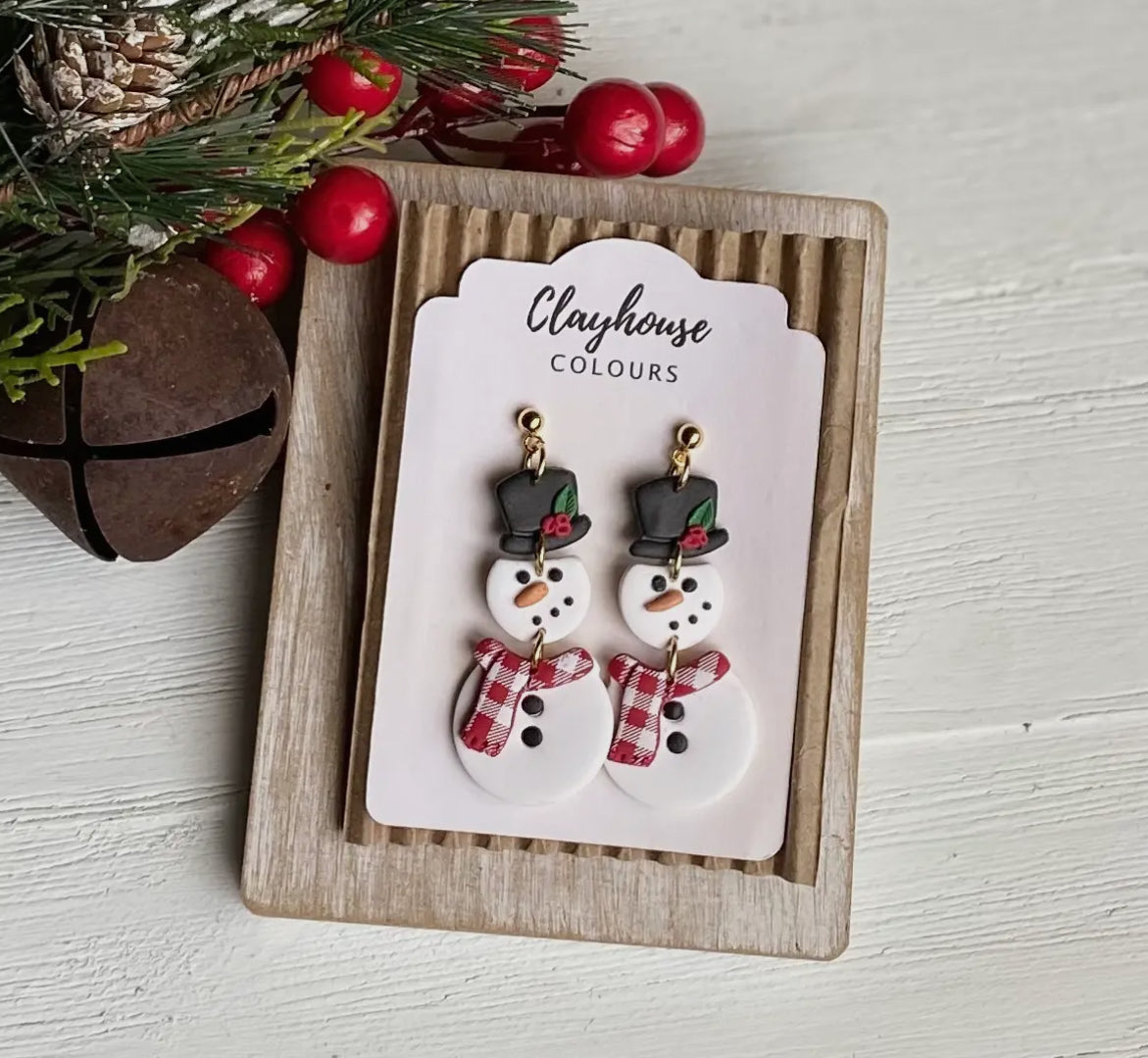 Snowman Clay Earrings