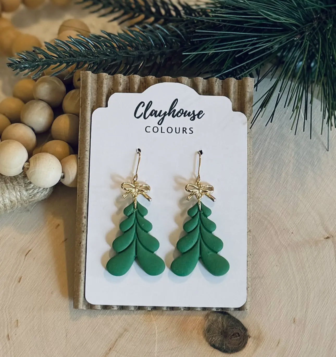 Tree/Gold Bow Earrings