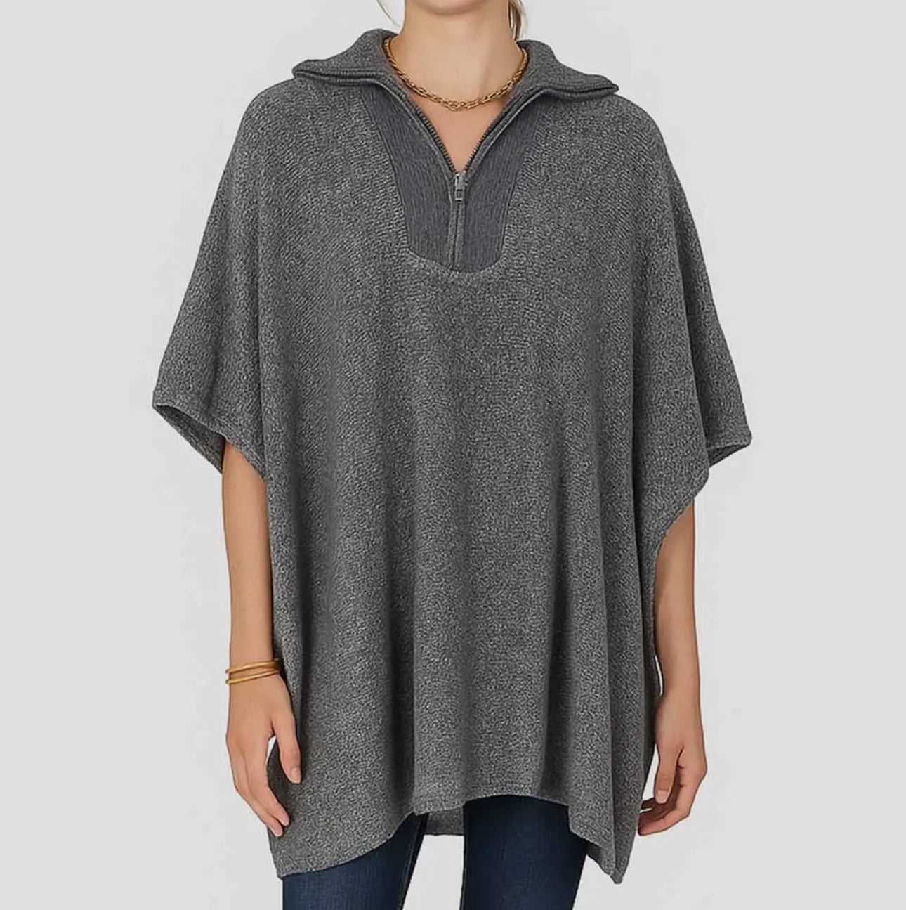 Dark Grey Knit Oversized Top