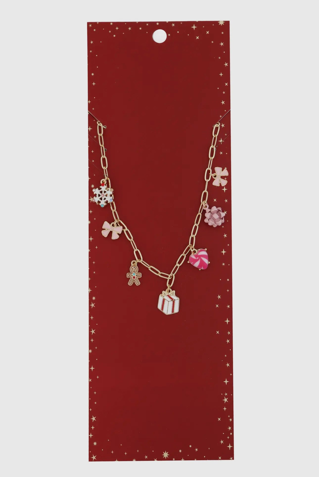 Pink Christmas Charm Necklace