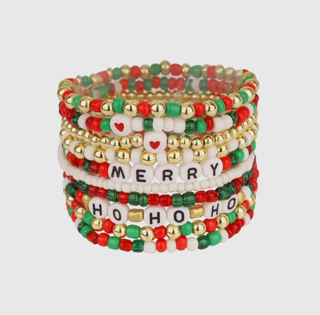 Christmas Bead Bracelet Stack