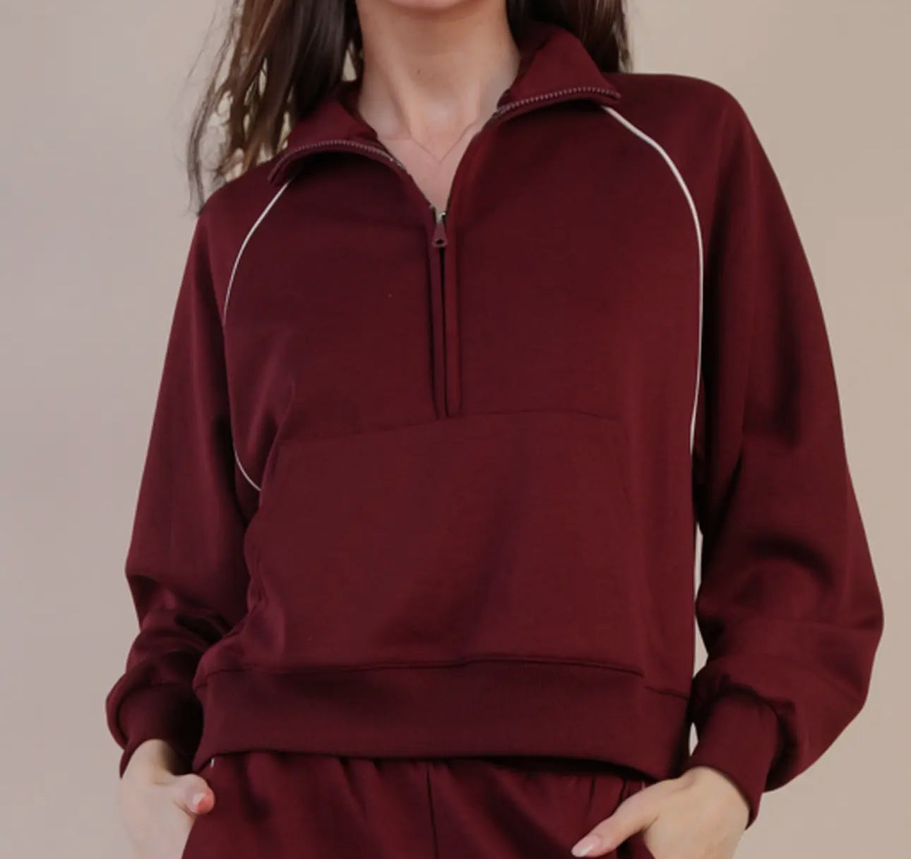 Burgundy Zip Up Top