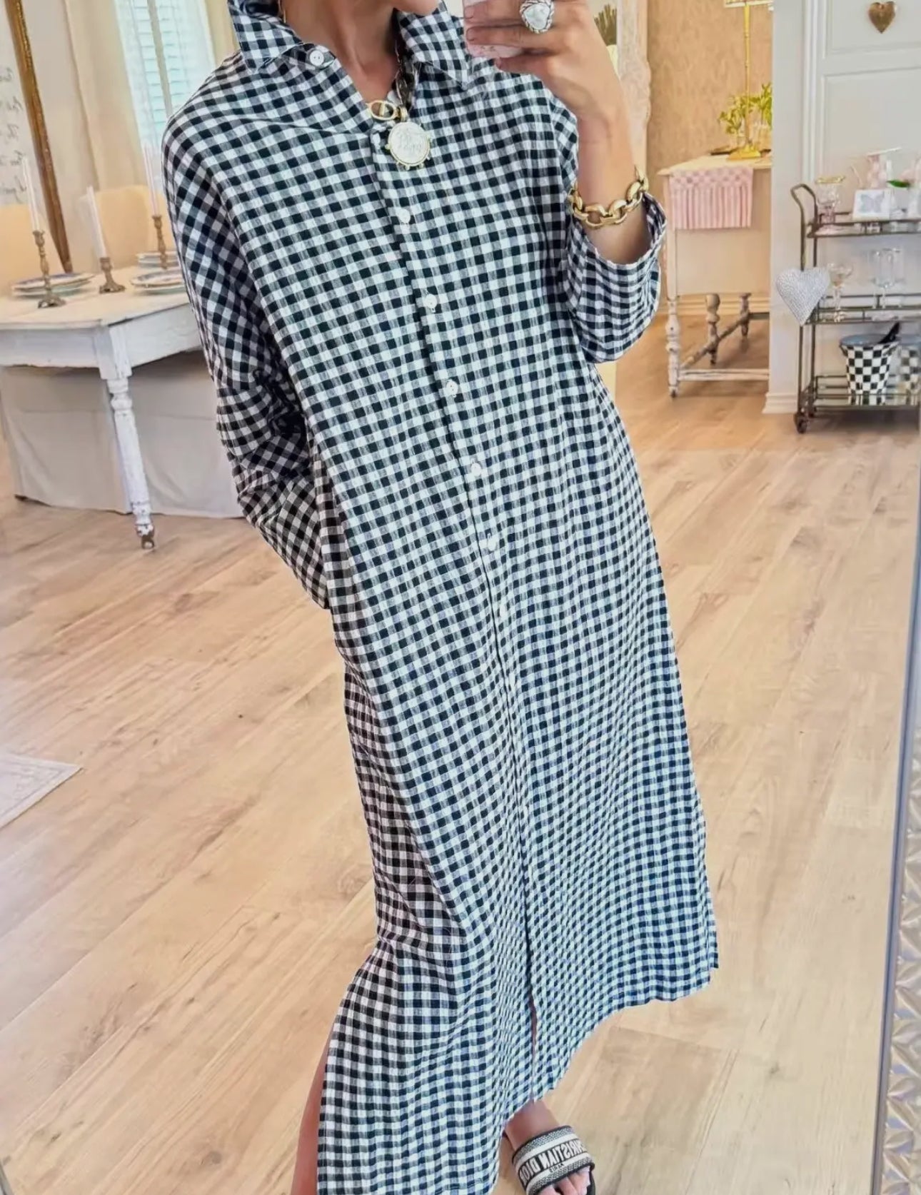 Black Gingham Maxi Dress
