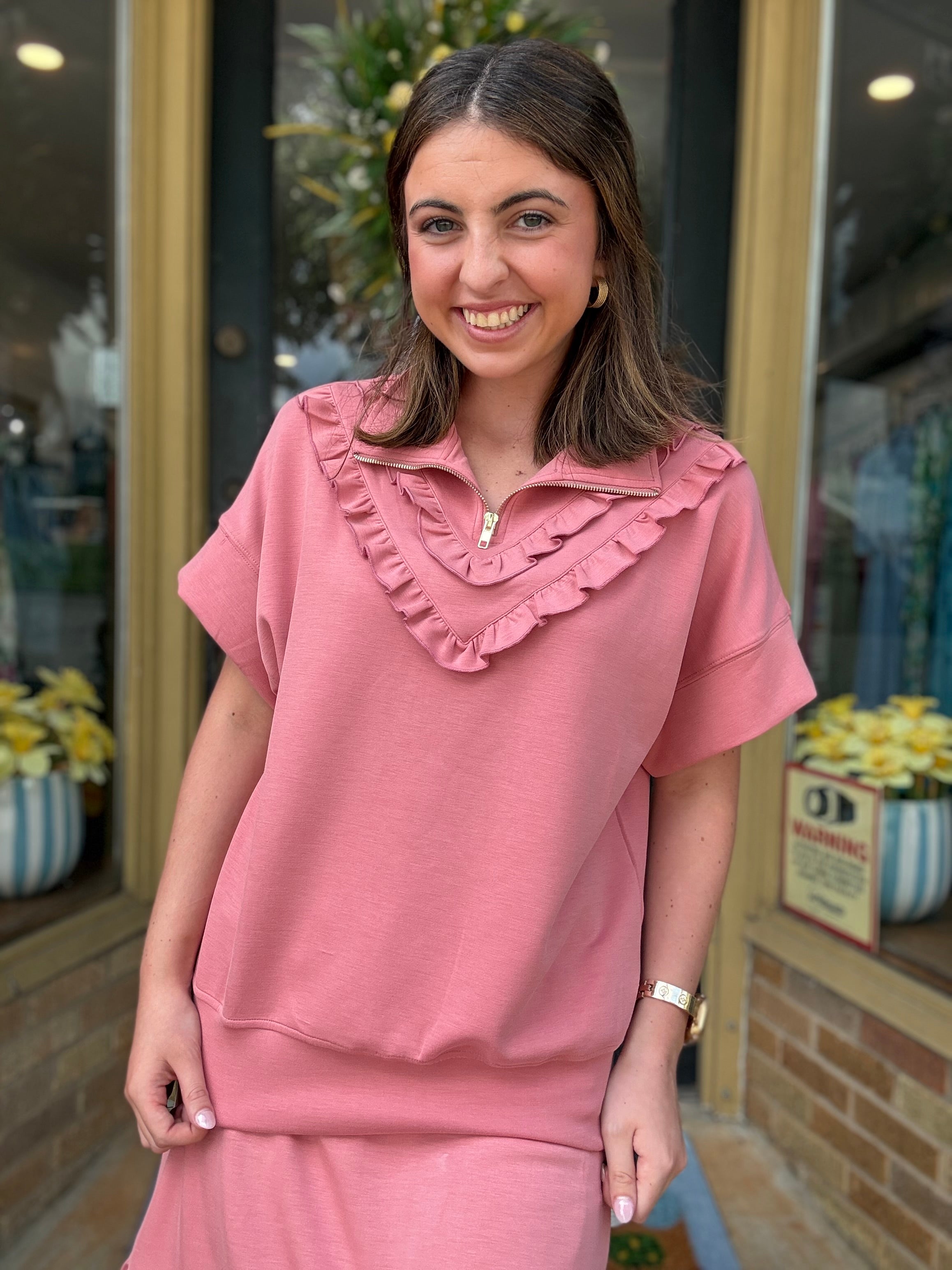 Mauve Muse Quarter Zip Top