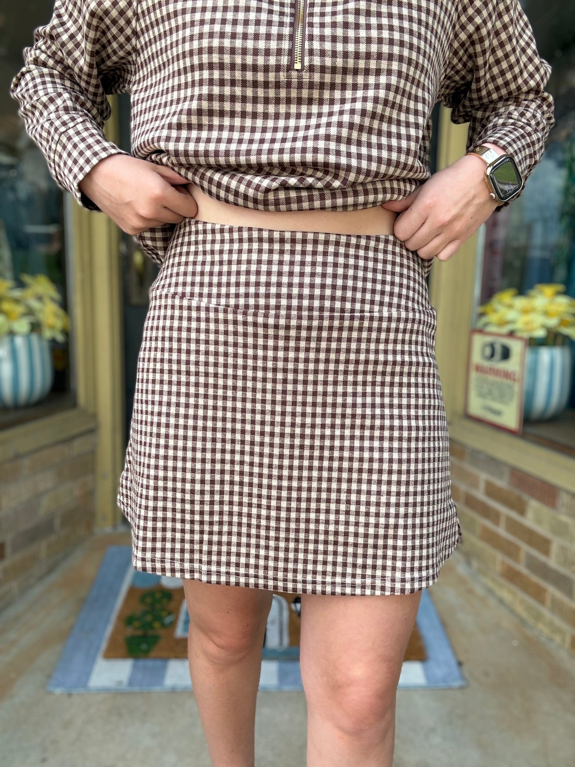 Espresso Check Skort