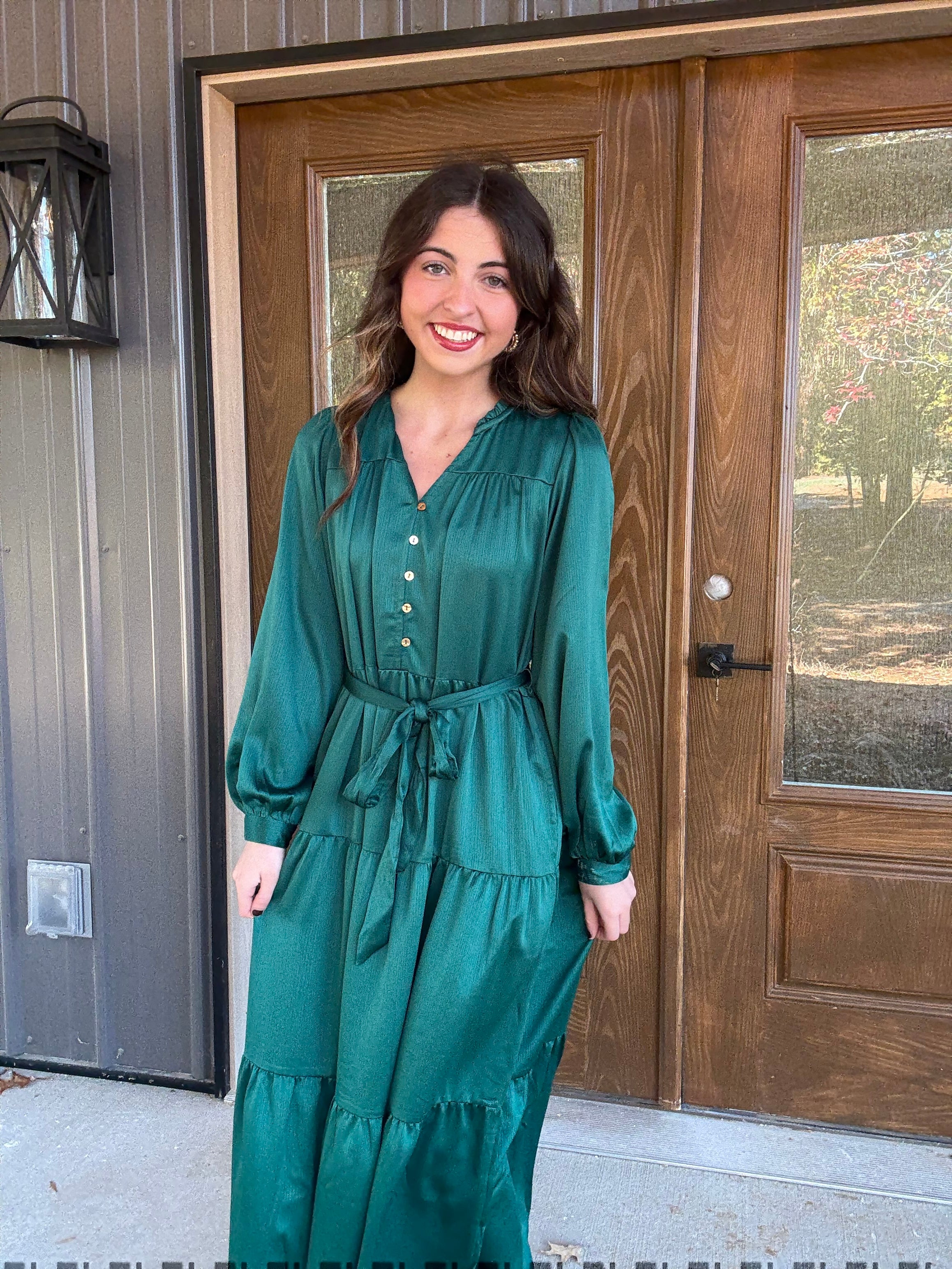 Mary Square Emerald Maxi Dress