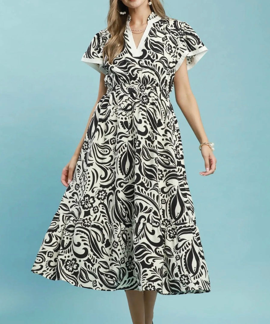 City Contrast Midi Dress