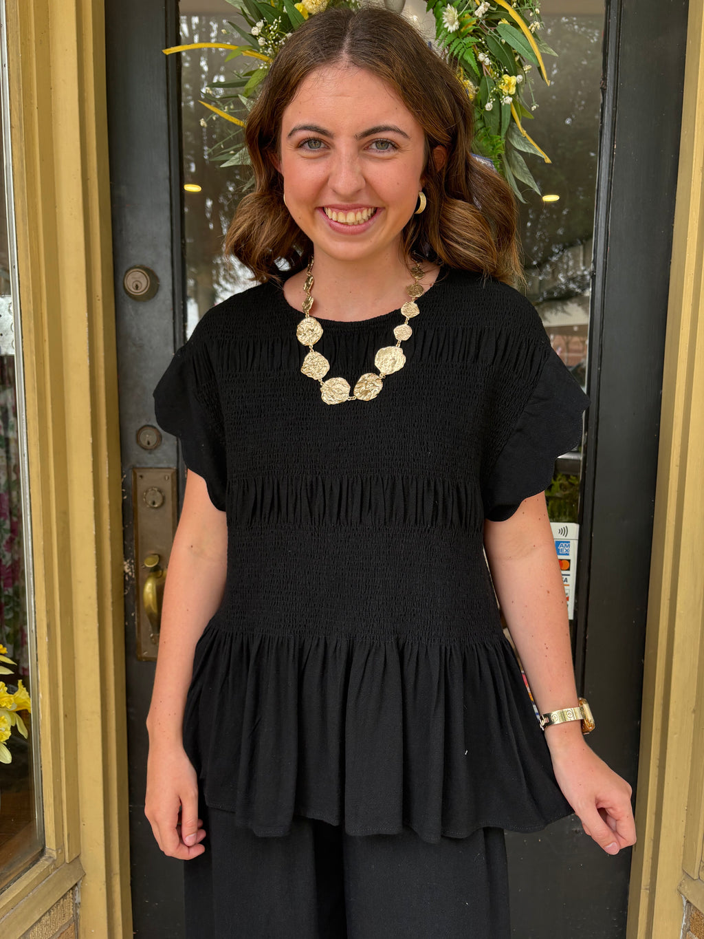 Black Belle Smocked Top