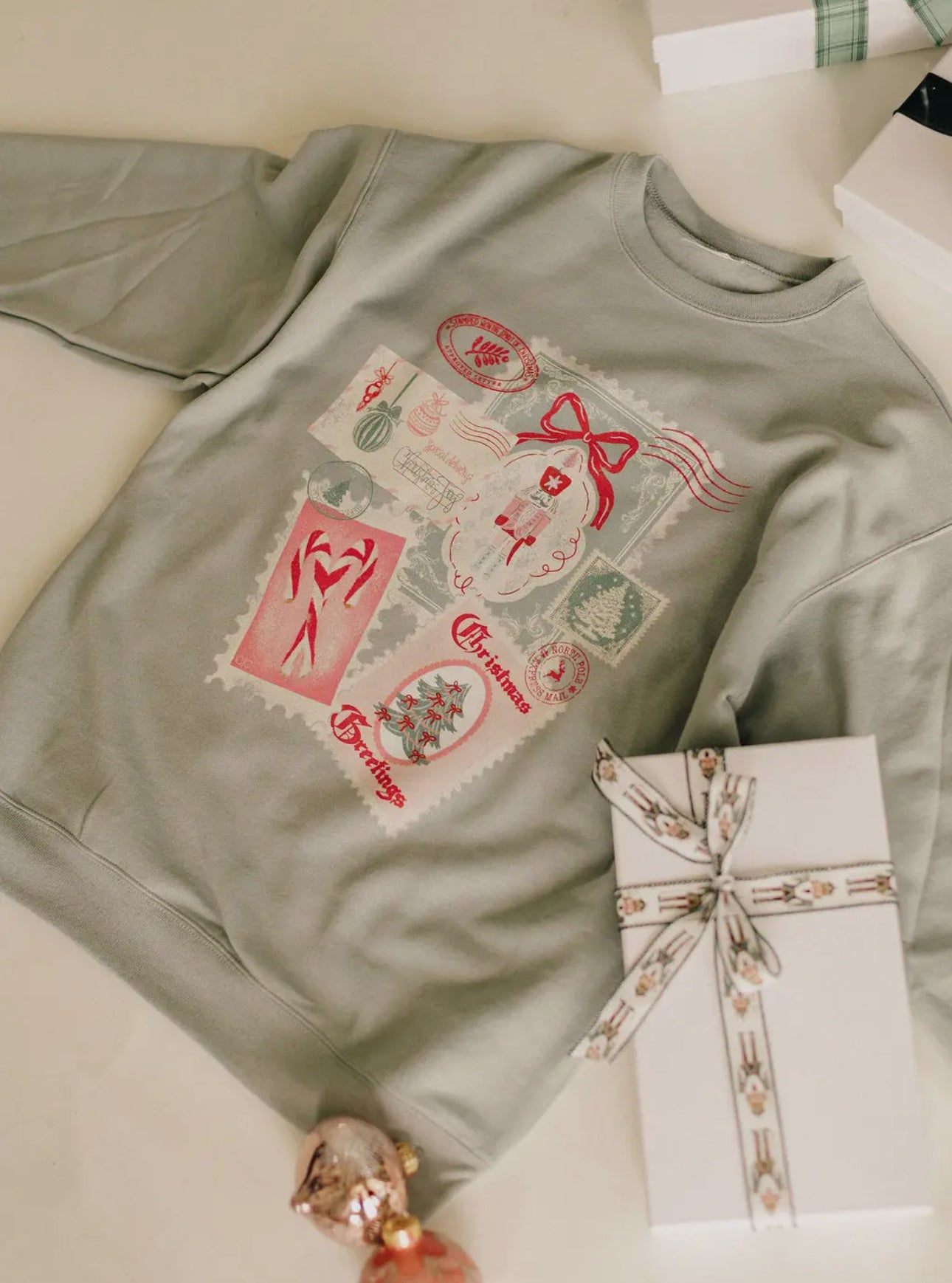 Christmas Post Card Graphic Sweatshirt